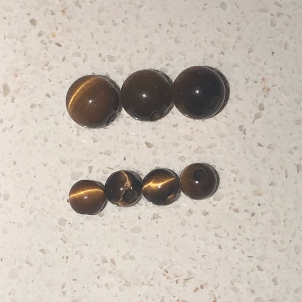 Lot of 7 Vintage Tigers Eye Add A Bead Spacer Beads